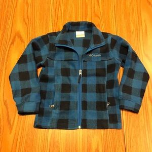 Boys Columbia fleece - blue buffalo plaid